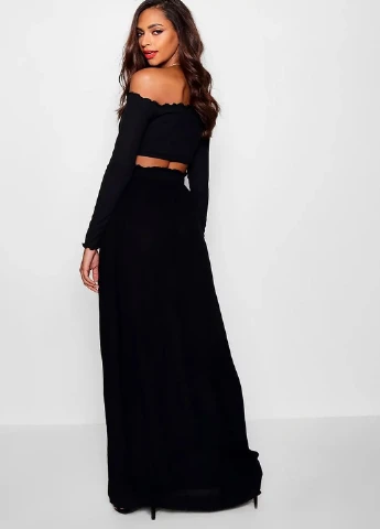 Черная однотонная юбка Boohoo