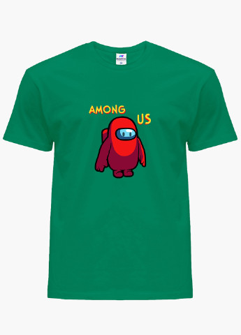 Зеленая демисезонная футболка детская амонг ас красный (among us red)(9224-2411) MobiPrint