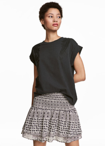Серая кэжуал с геометрическим узором юбка H&M с баской