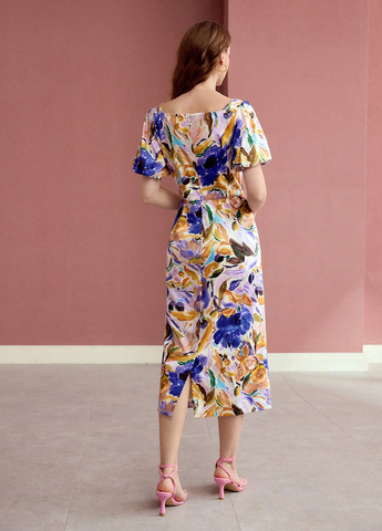 Комбінована кежуал сукня силуетна SHEIN з абстрактним візерунком