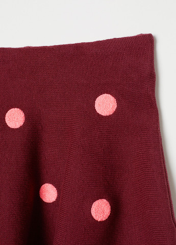 Бордовая кэжуал в горошек юбка H&M а-силуэта (трапеция)