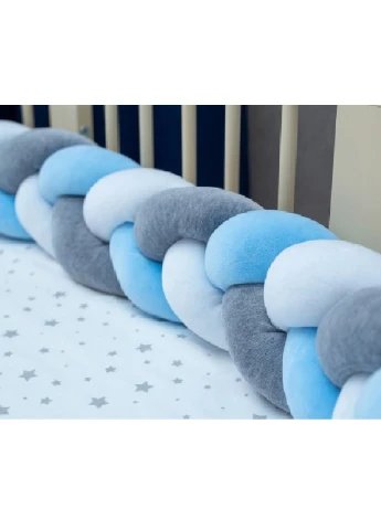Бортик косичка защита ручной работы в детскую кроватку велюровый с завязками 180х20 см на половину кроватки (85252-Нов) Francesco Marconi (251904534)