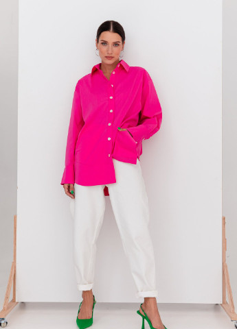 Розовая кэжуал рубашка однотонная Gepur