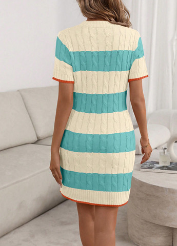 Комбинированное кэжуал платье силуэтная SHEIN в полоску