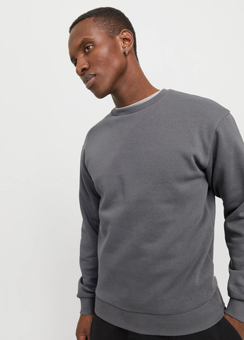 Серый свитшот Jack & Jones однотонный без декора (354686432)