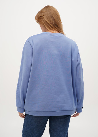 Темно-блакитний світшот Fashion news однотонний нашивки (302154906)