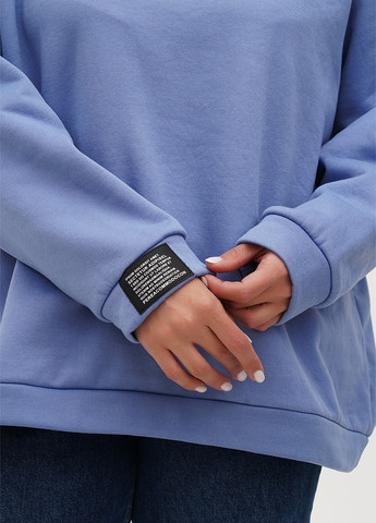 Темно-блакитний світшот Fashion news однотонний нашивки (302154906)