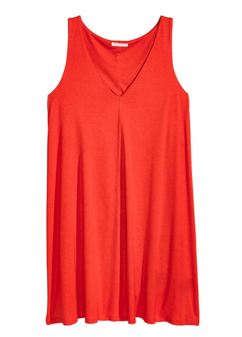 Красное кэжуал платье клеш H&M однотонное