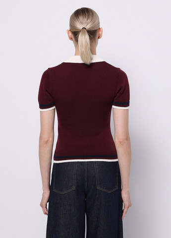 Бордовая женская футболка-поло Colin's однотонная