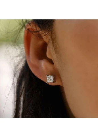 Серебряные серьги с квадратным камнем Элоиз UMAX (252664382)