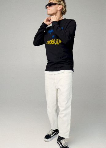 Чорний свитшот мужской basic /no flis/ YAPPI малюнок (254557514)