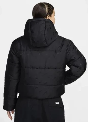 Чорна демісезонна куртка fv7941-010 Nike W NSW TF SNFL NK CLSC PFR AOP