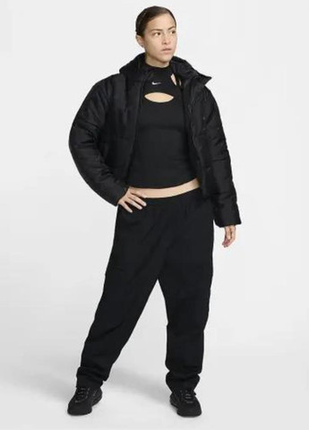 Чорна демісезонна куртка fv7941-010 Nike W NSW TF SNFL NK CLSC PFR AOP