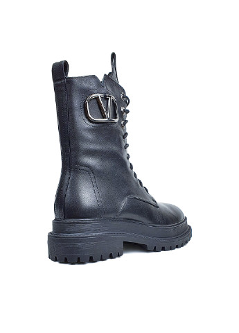 Зимние женские ботинки зима кожаные черные на шнуровке Brocoli