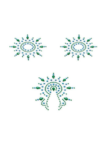 Пэстис из кристаллов Gloria set of 3 - Green/Blue, украшение на грудь и вульву Petits Joujoux (252366721)