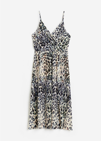 Бежевое кэжуал платье плиссированное H&M леопардовый
