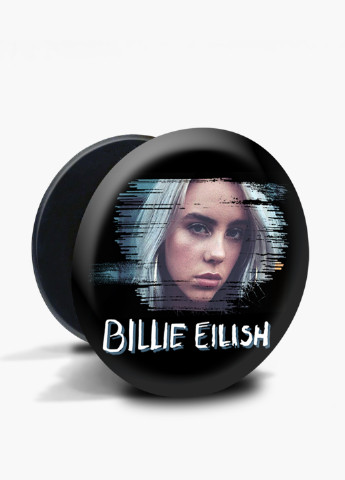 Попсокет (Popsockets) держатель для смартфона Билли Айлиш (Billie Eilish) (8754-1217) Черный MobiPrint (216748461)