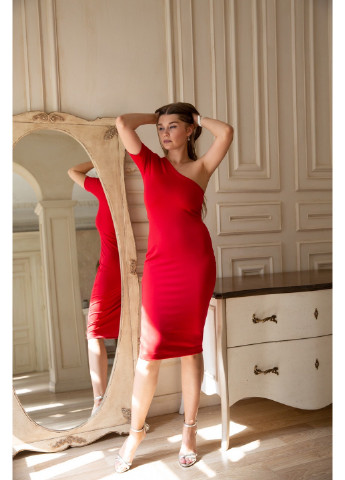 Красное деловое платье а-силуэт Olamoda