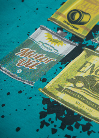 Бирюзовый демисезонный кэжуал лонгслив TOM DU с рисунком