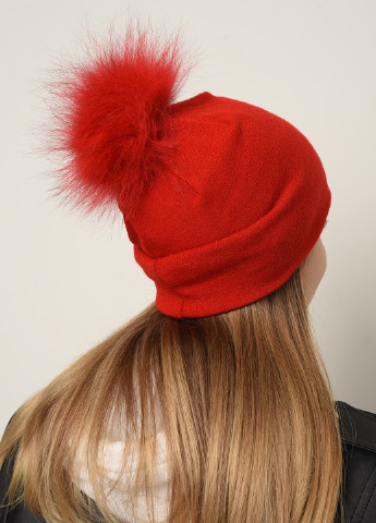 Шапка жіноча весна-осінь червоного кольору з червоним бубоном Let's Shop (255080338)