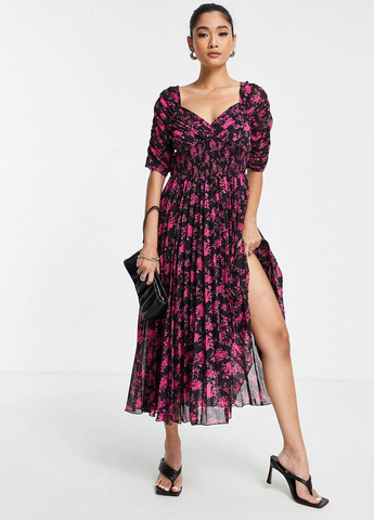 Женское летнее Платье плиссированное Asos с цветочным принтом