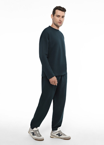 Лонгслів Promin однотонний темно-зелений кежуали бавовна, трикотаж