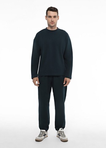 Лонгслів Promin однотонний темно-зелений кежуали бавовна, трикотаж