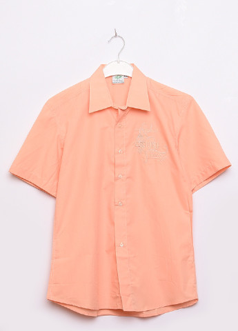 Персиковая классическая рубашка однотонная Let's Shop