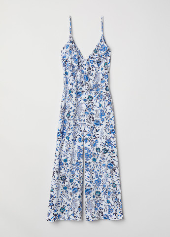 Комбінезон H&M комбінезон-брюки квітковий синій кежуал
