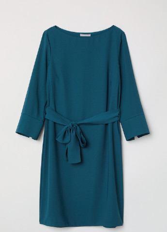 Темно-бирюзовое кэжуал платье H&M однотонное