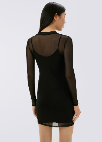Черное платье сетка мини футляр Egostyle однотонное