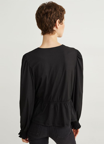 Чёрная блуза на запах C&A