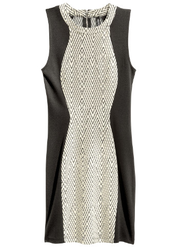 Бежевое кэжуал платье футляр H&M с абстрактным узором