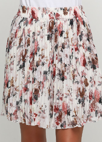 Молочная кэжуал цветочной расцветки юбка Hostar клешированная, плиссе