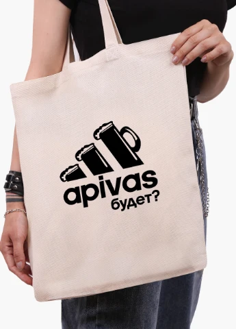 Еко сумка шоппер біла Апівас (Apivas) (9227-1986-WT) Еко сумка шоппер біла 41*35 см MobiPrint (215943748)