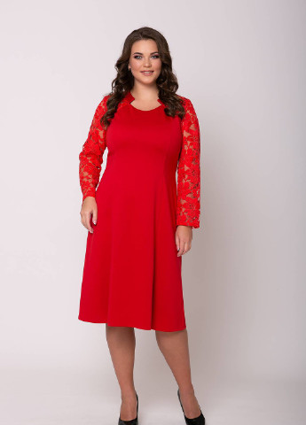 Красное кэжуал нарядное платье джудит красное Tatiana однотонное