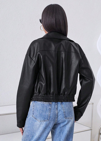 Черная демисезонная куртка байкерская SHEIN