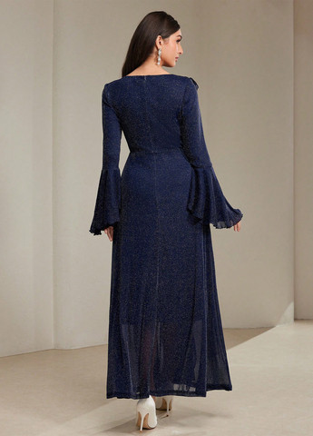 Синя вечірня сукня кльош SHEIN однотонна