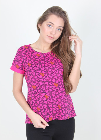 Розово-лиловая летняя футболка Miss Fashion