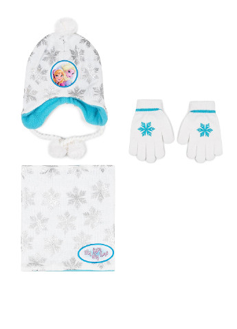 Комплект дитячий ACCCS-AW19-09DFR Frozen шапка + шарф + перчатки рисунки белые кэжуалы акрил
