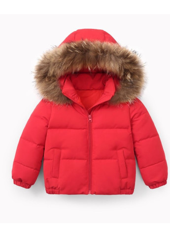 Красная зимняя куртка детская тёплая Qoopixie