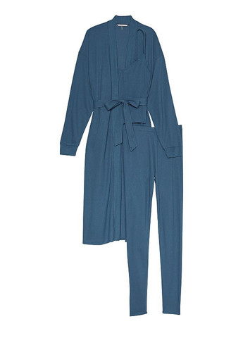 Синій демісезонний комплект (халат, майка, штани) Victoria's Secret