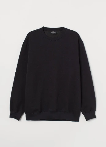 Черный свитшот H&M однотонный без декора (247320239)