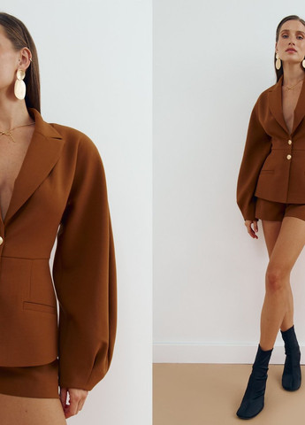 Коричневый женский жакет Gepur однотонный - демисезонный