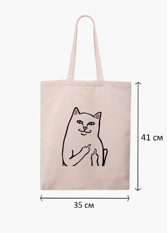 Эко сумка шоппер белая мем Белый Кот с пальцем (meme Cat Middle finger) (9227-2851-WT-1) Еко сумка шоппер біла 41*35 см MobiPrint (221682910)