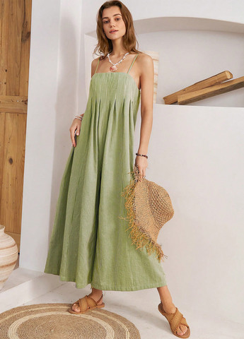 Комбінезон SHEIN комбінезон-брюки смужка зелений кежуал бавовна