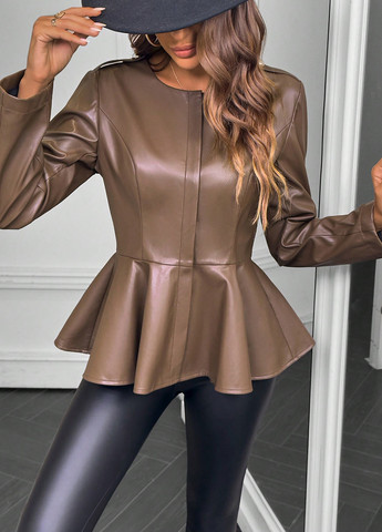 Кофейный женский жакет SHEIN однотонный - демисезонный