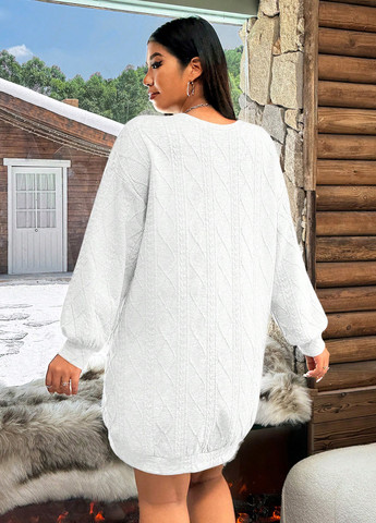 Білий кежуал сукня сукня-світшот, оверсайз SHEIN однотонна