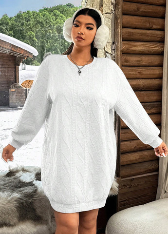 Білий кежуал сукня сукня-світшот, оверсайз SHEIN однотонна