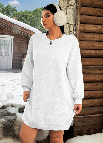 Білий кежуал сукня сукня-світшот, оверсайз SHEIN однотонна